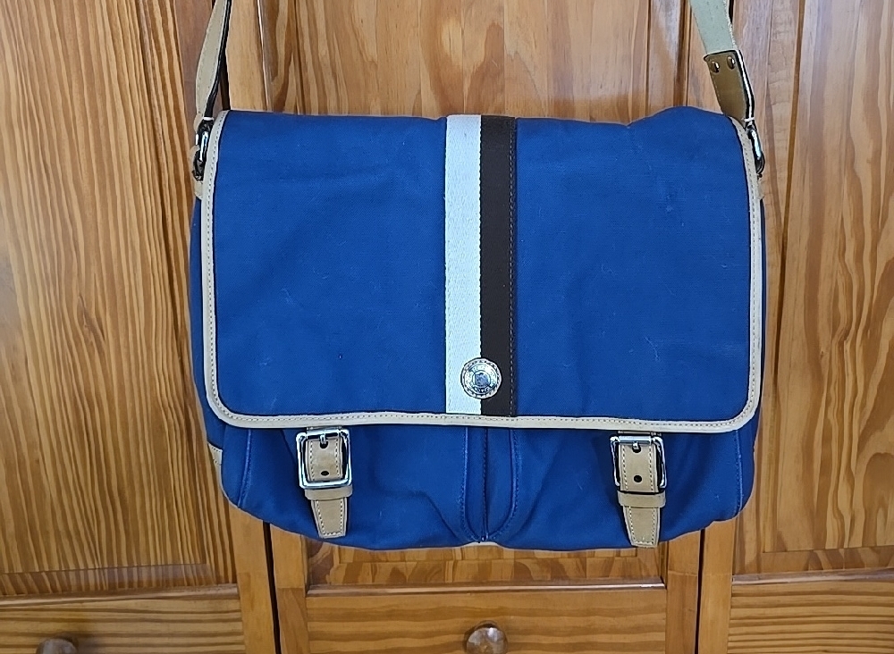 Coach Canvas Leather Trim Messenger Bag